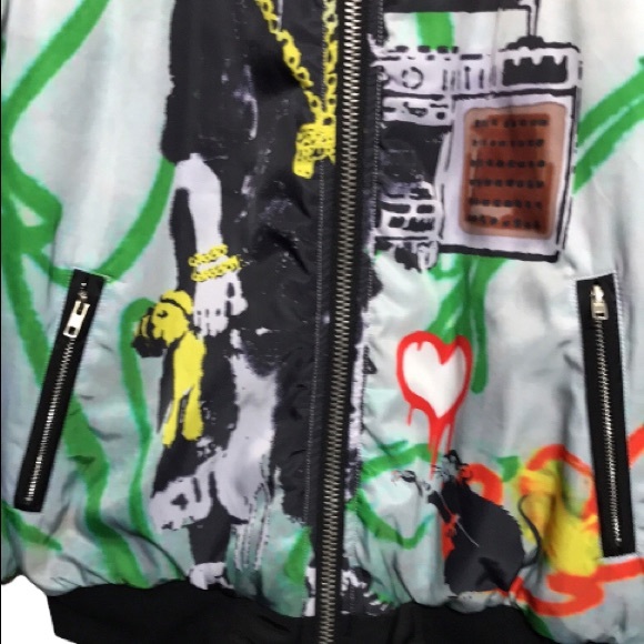 NWT—TANGO HOTEL Brandalised Boy With Teddy Bomber Jacket.. Size:Medium - Picture 6 of 13